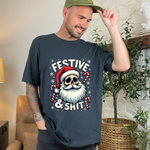 Festive & Sh*t Skull Santa Christmas Tee