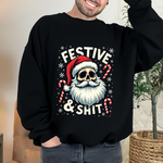 Skull Santa Gothic Christmas Sweatshirt, Festive Rebel Graphic Holiday Sweater