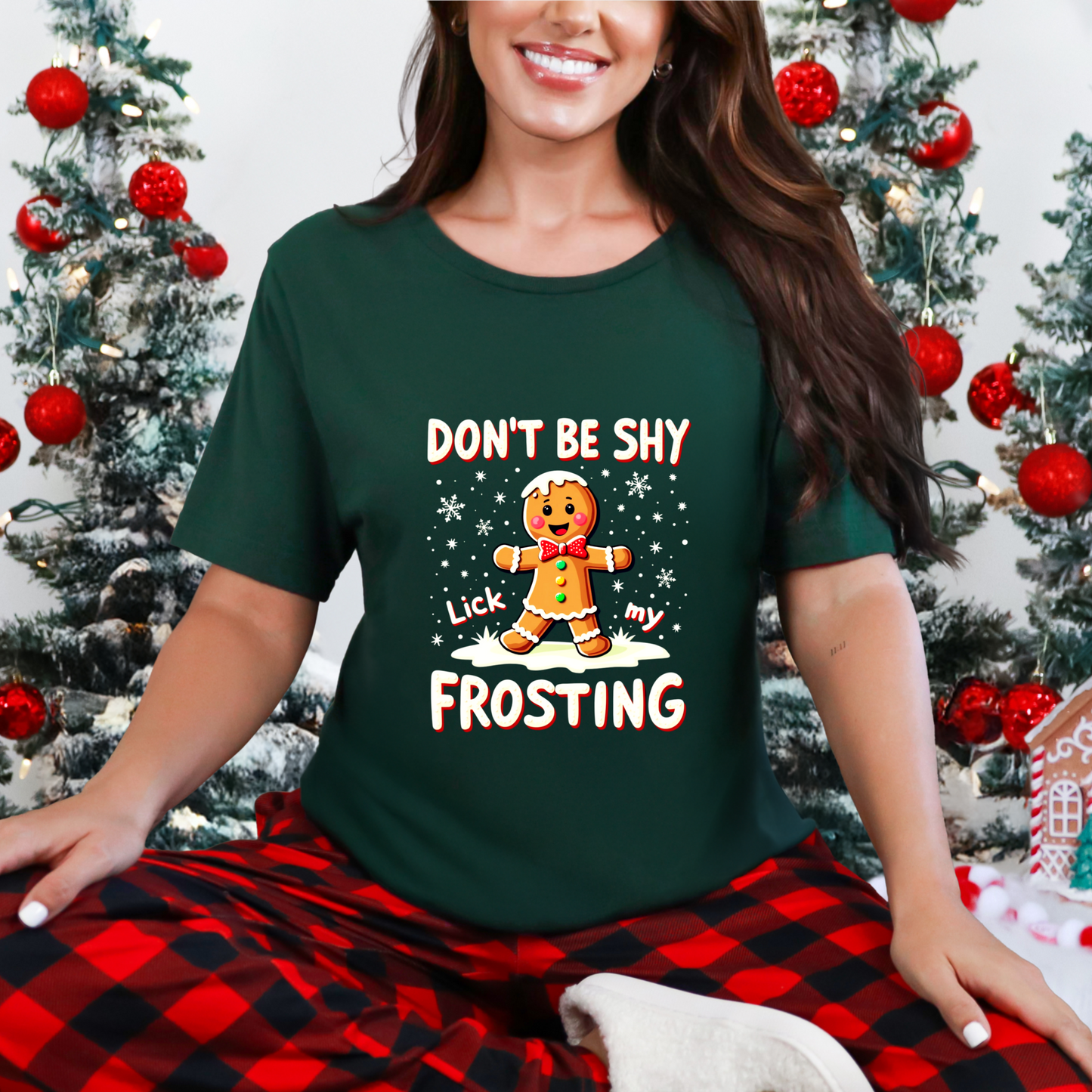 Sarcastic Don't Be Shy Lick My Frosting Gingerbread Man T-Shirt