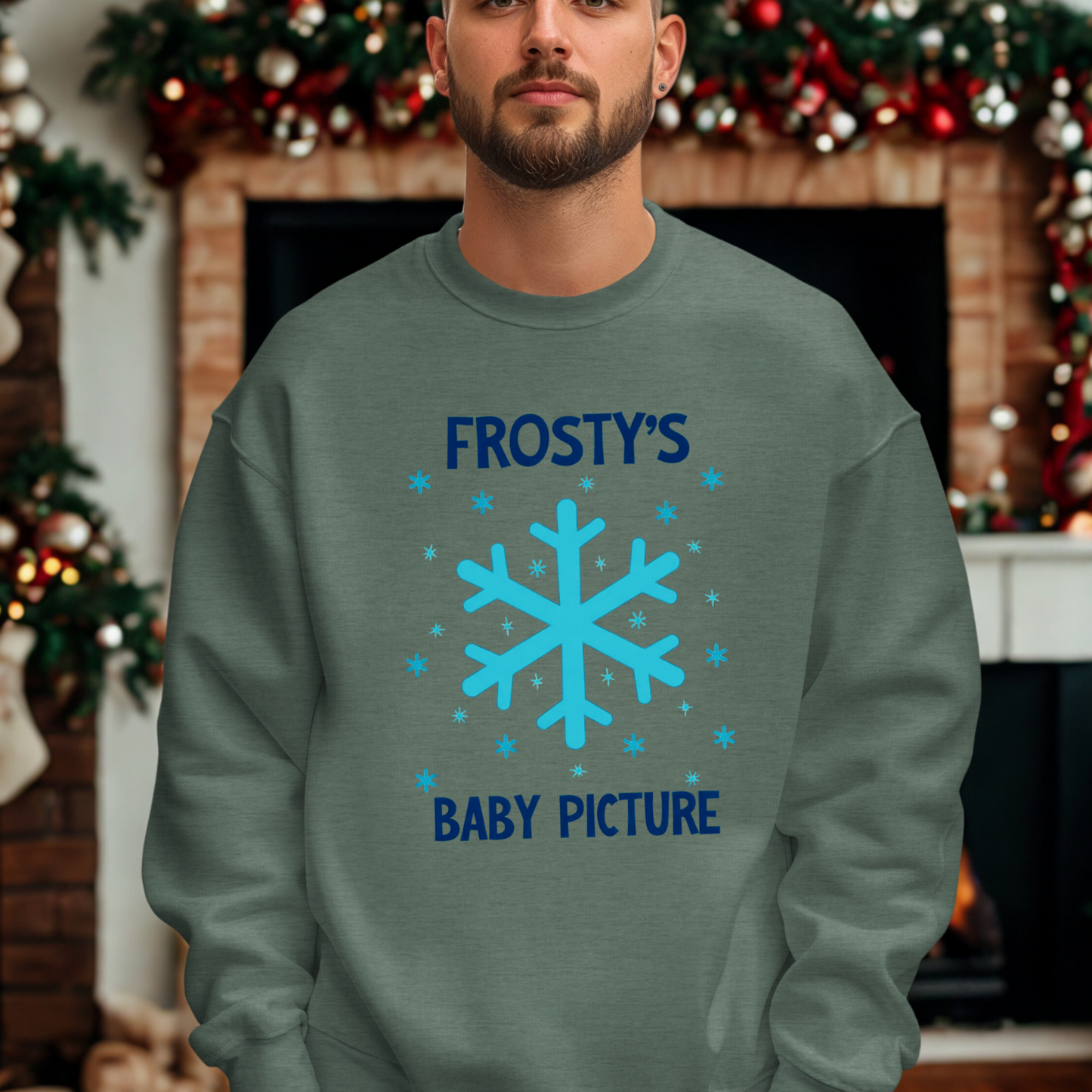 Frosty's Baby Picture Whimsical Christmas Sweatshirt