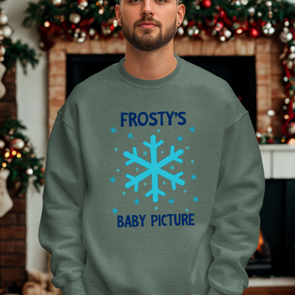 Frosty's Baby Picture Whimsical Christmas Sweatshirt