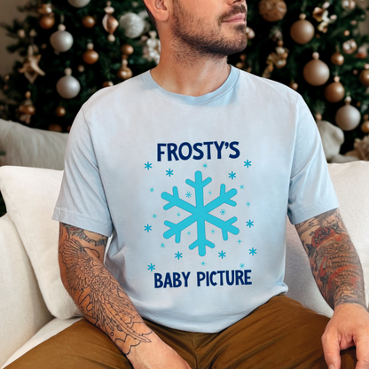 Frosty's First Baby Picture Whimsical Christmas T-Shirt