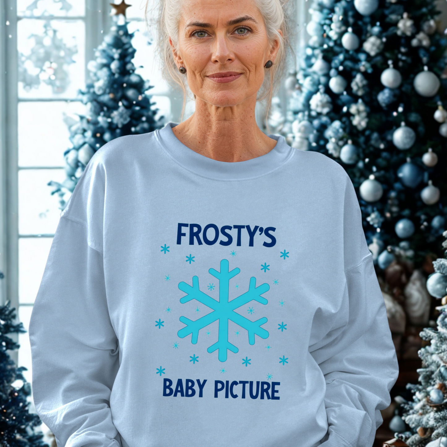 Frosty's Baby Picture Whimsical Christmas Sweatshirt