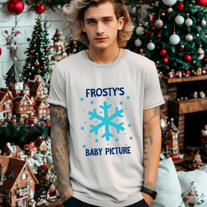 Frosty's First Baby Picture Whimsical Christmas T-Shirt