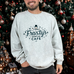 Frosty's Snowflake Café Christmas Sweatshirt, Festive Snowman Sweater