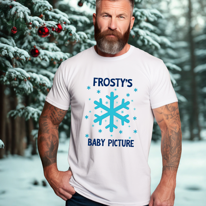 Frosty's First Baby Picture Whimsical Christmas T-Shirt