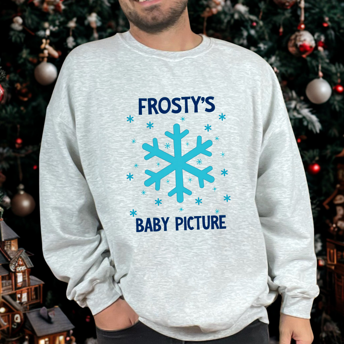Frosty's Baby Picture Whimsical Christmas Sweatshirt