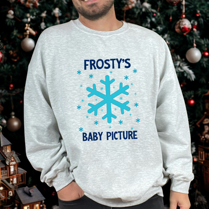 Frosty's Baby Picture Whimsical Christmas Sweatshirt