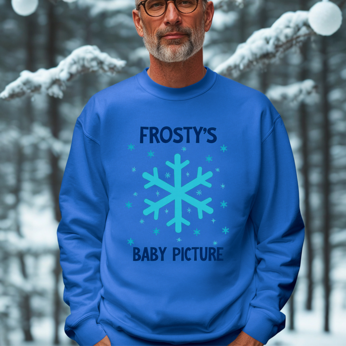 Frosty's Baby Picture Whimsical Christmas Sweatshirt