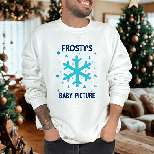 Frosty's Baby Picture Whimsical Christmas Sweatshirt