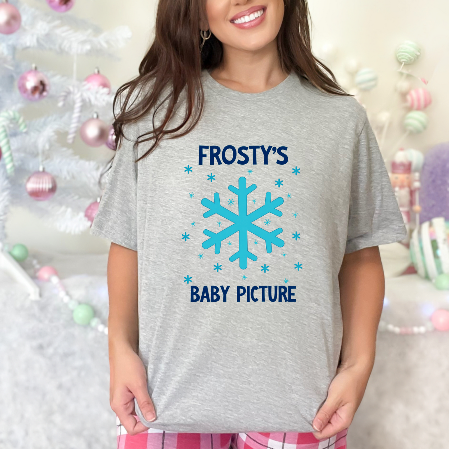 Frosty's First Baby Picture Whimsical Christmas T-Shirt