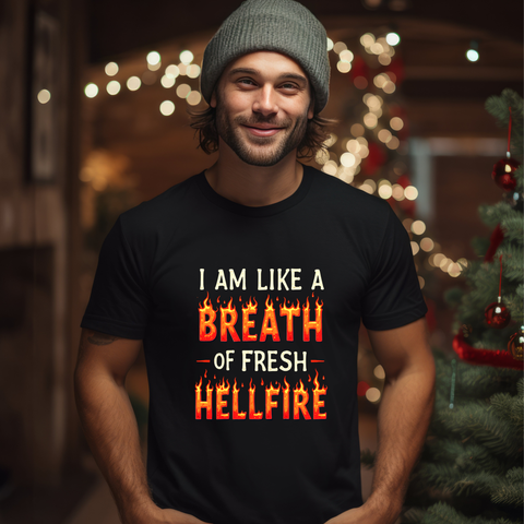 Fiery Statement Tee - "Breath of Fresh Hellf*re" Workout T-Shirt