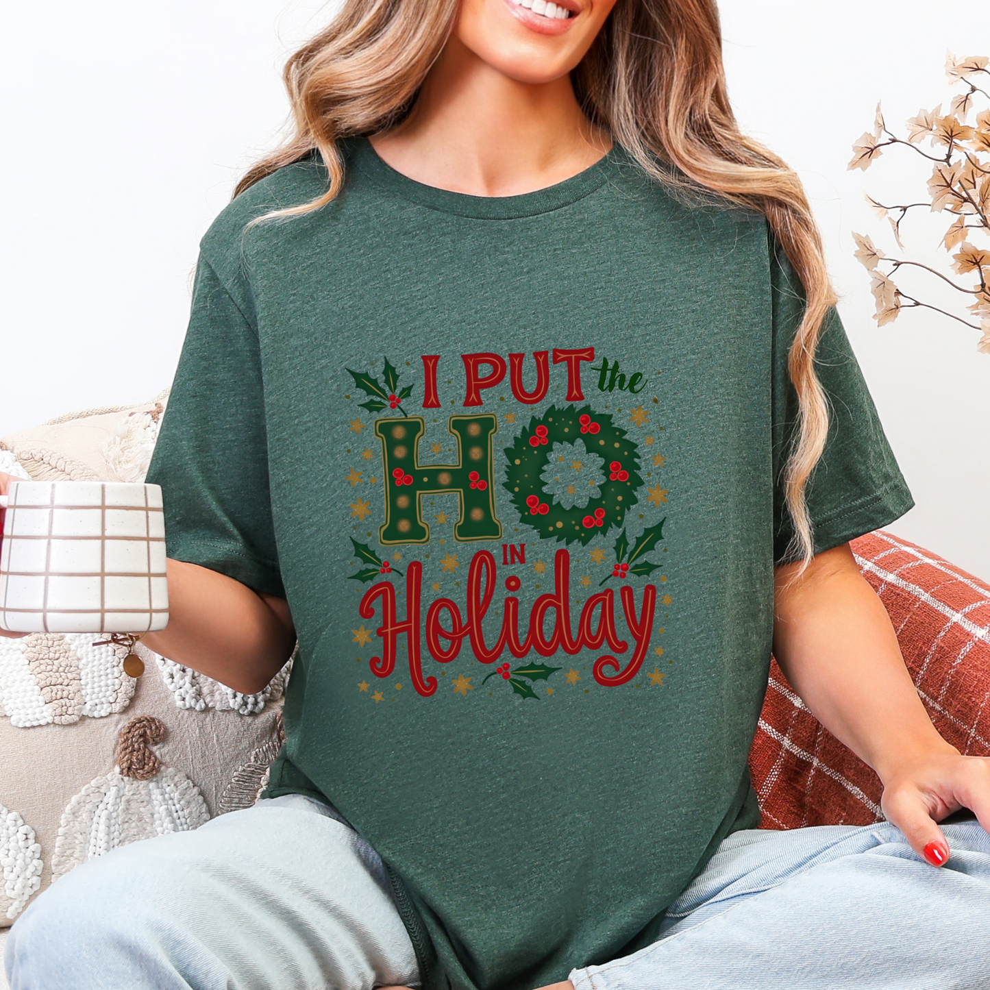Sarcastic "I Put the Ho in Holiday" Christmas T-Shirt
