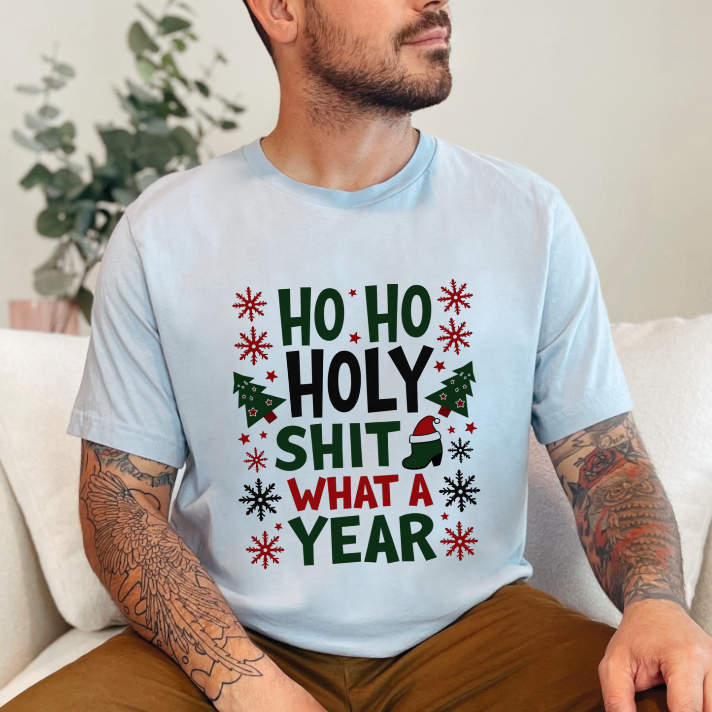 Funny "Ho Ho Ho Holy Sh*t What a Year" Christmas Tee