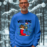 Funny Skeleton Christmas Sweater, Sarcastic "Well Hung" Christmas Sweatshirt
