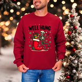 Funny Skeleton Christmas Sweater, Sarcastic "Well Hung" Christmas Sweatshirt
