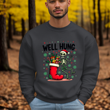 Funny Skeleton Christmas Sweater, Sarcastic "Well Hung" Christmas Sweatshirt