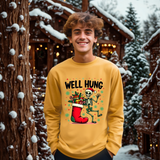 Funny Skeleton Christmas Sweater, Sarcastic "Well Hung" Christmas Sweatshirt