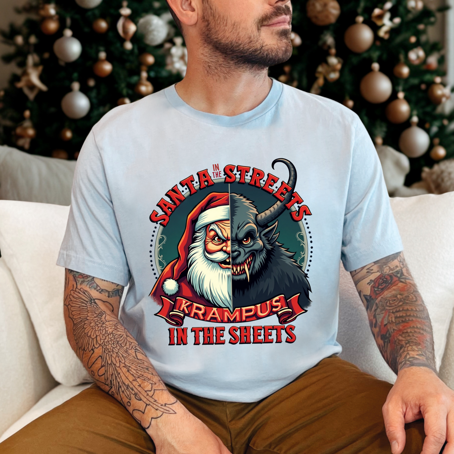 Krampus In The Sheets & Santa in the Streets Horror Holiday Tee