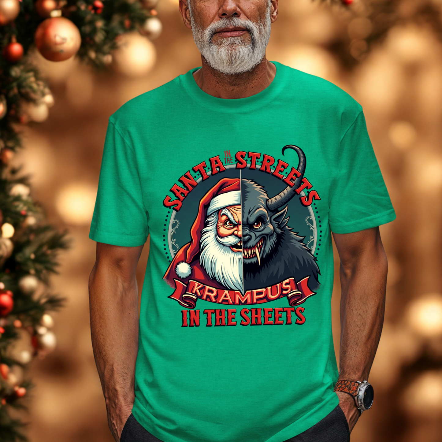Krampus In The Sheets & Santa in the Streets Horror Holiday Tee
