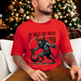 Sarcastic Krampus Christmas T-Shirt - "My Neck, My Back" Horror Graphic Tee