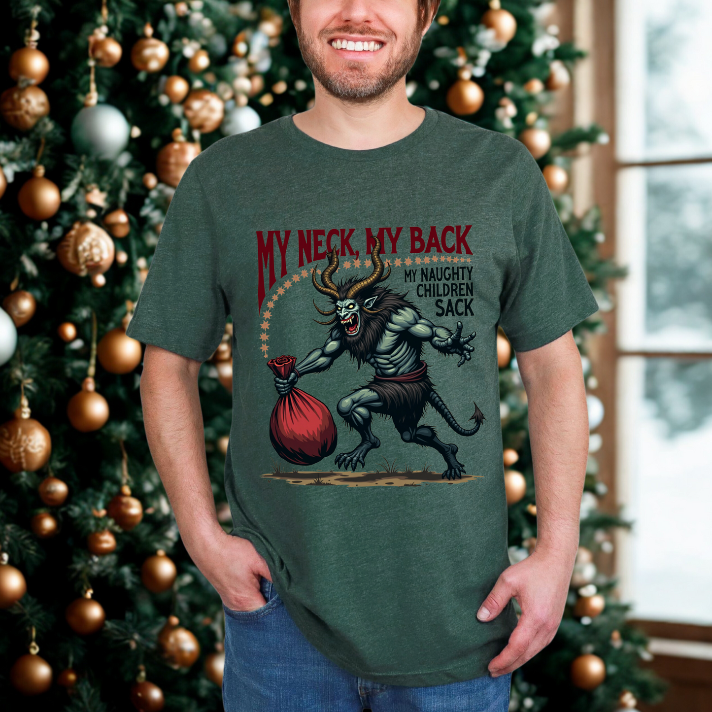 Sarcastic Krampus My Neck My Back Horror Graphic Tee