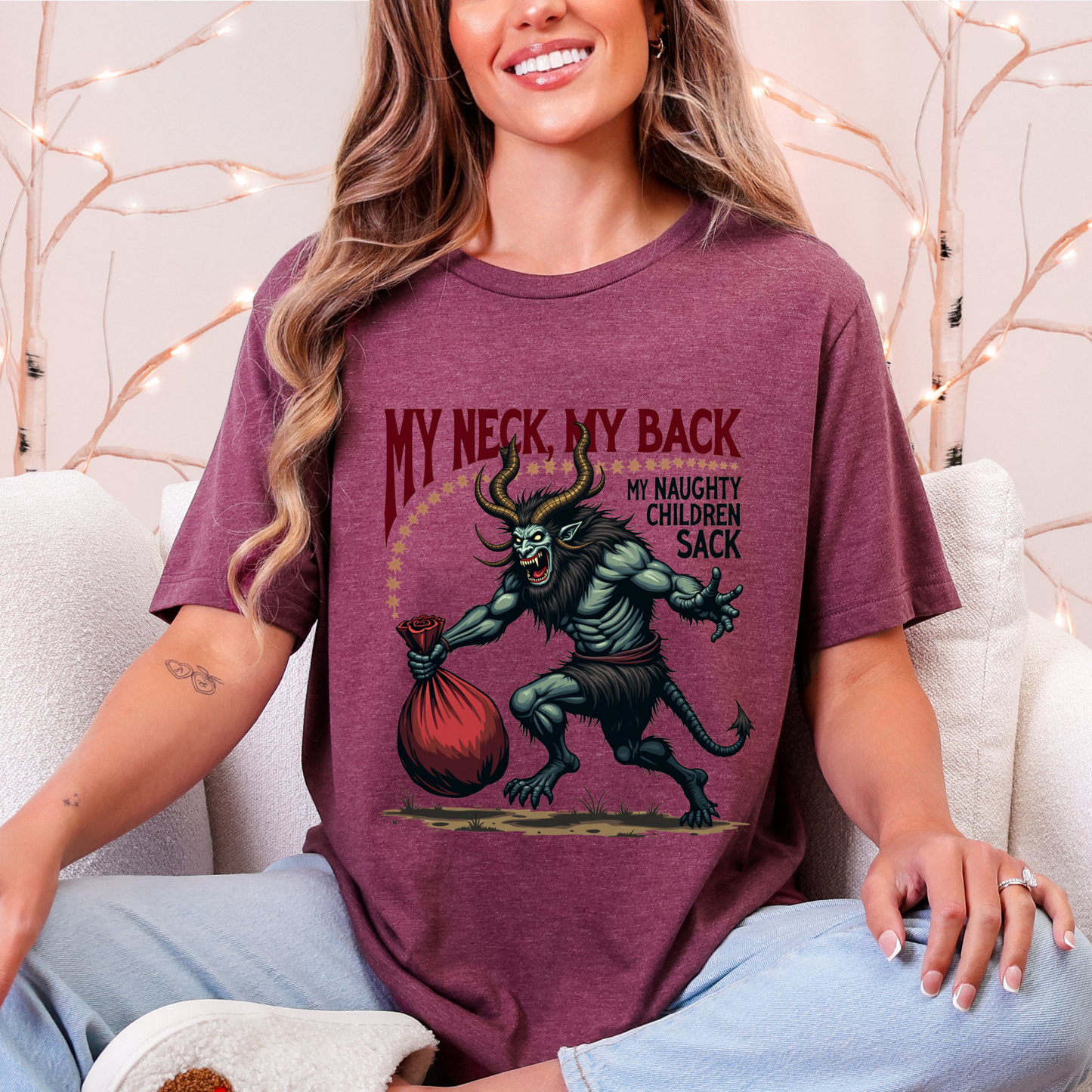 Sarcastic Krampus My Neck My Back Horror Graphic Tee