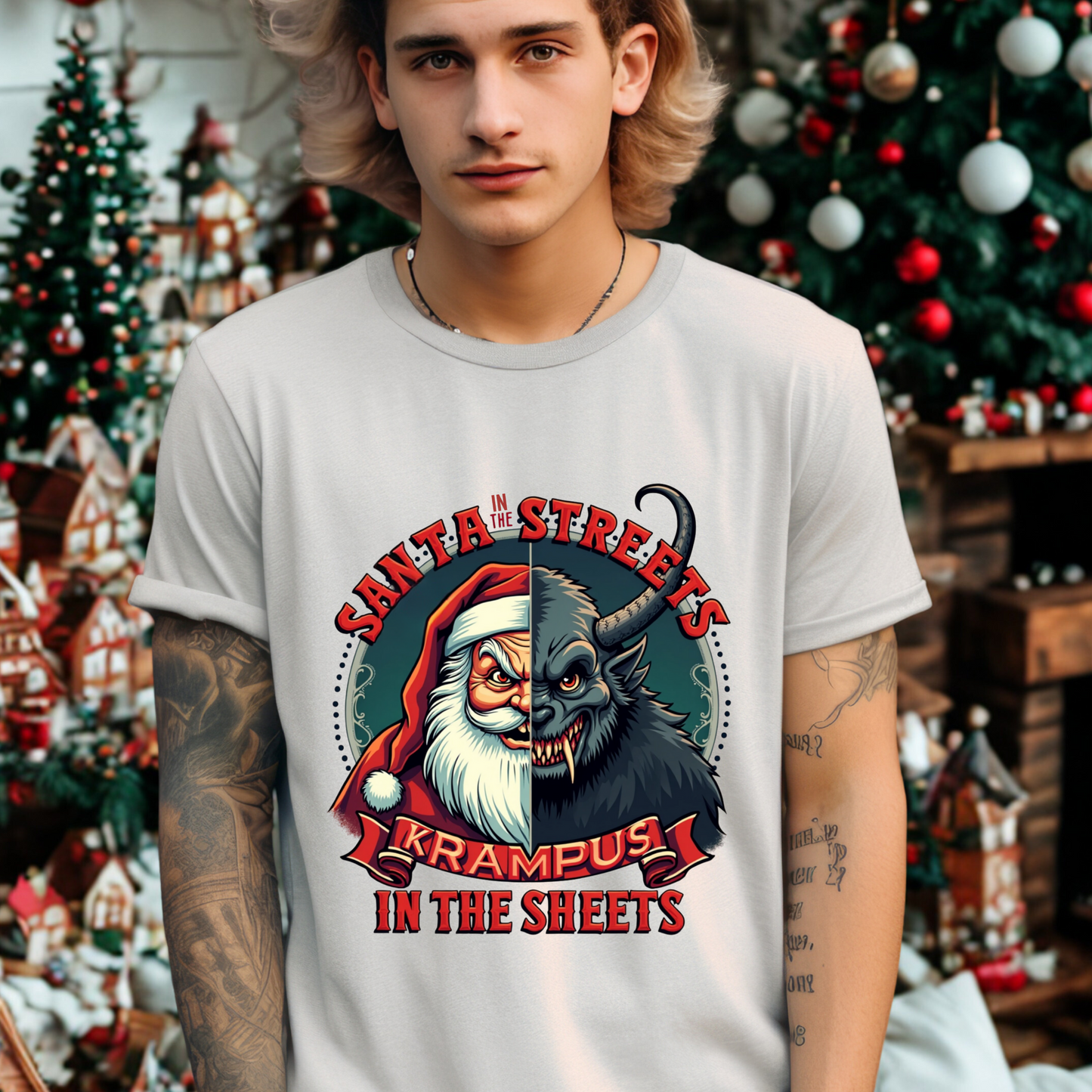 Krampus In The Sheets & Santa in the Streets Horror Holiday Tee