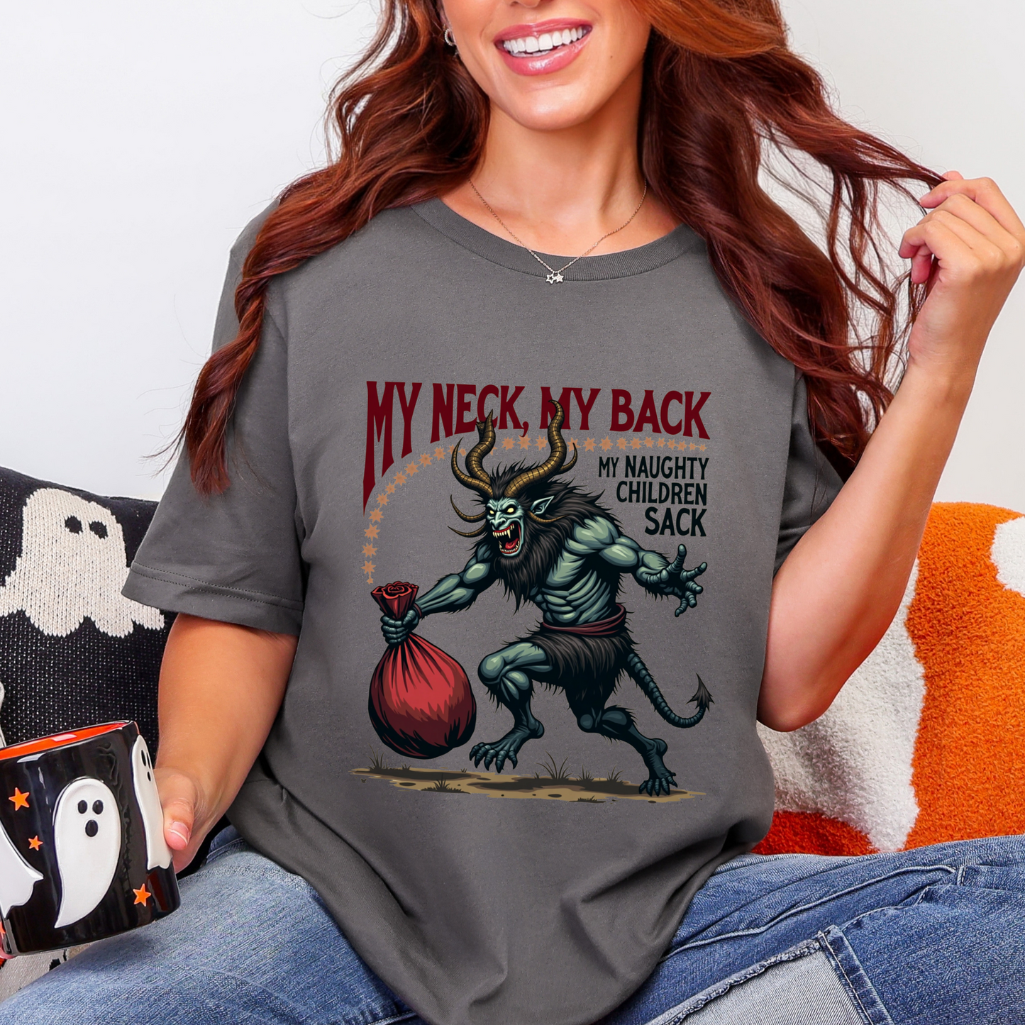 Sarcastic Krampus My Neck My Back Horror Graphic Tee