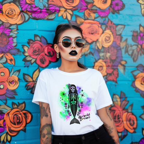 Mermaid Dreams Tee - Mermaid Skeleton Shirt