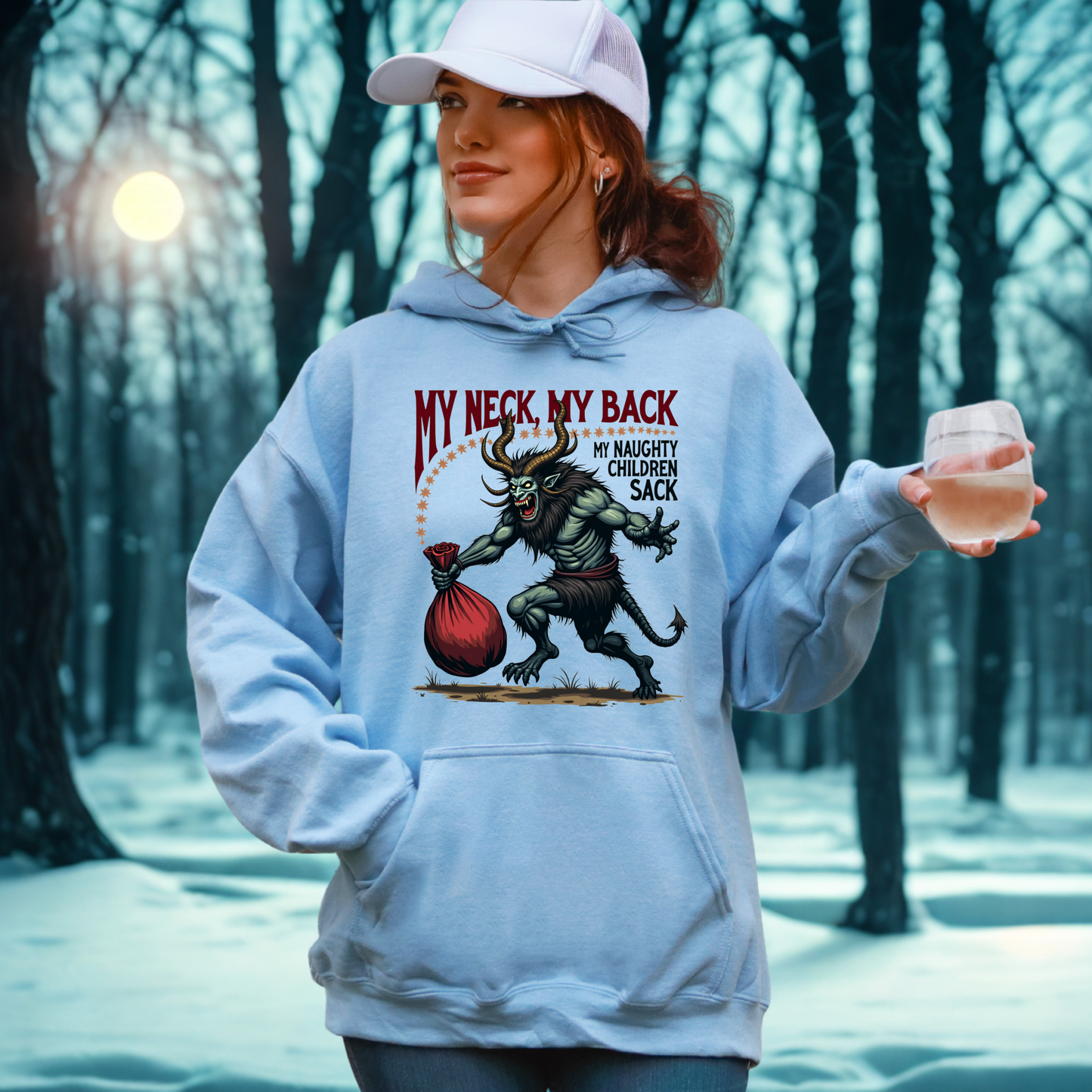 Krampus "My Neck, My Back" Hoodie, Sarcastic Sweatshirt