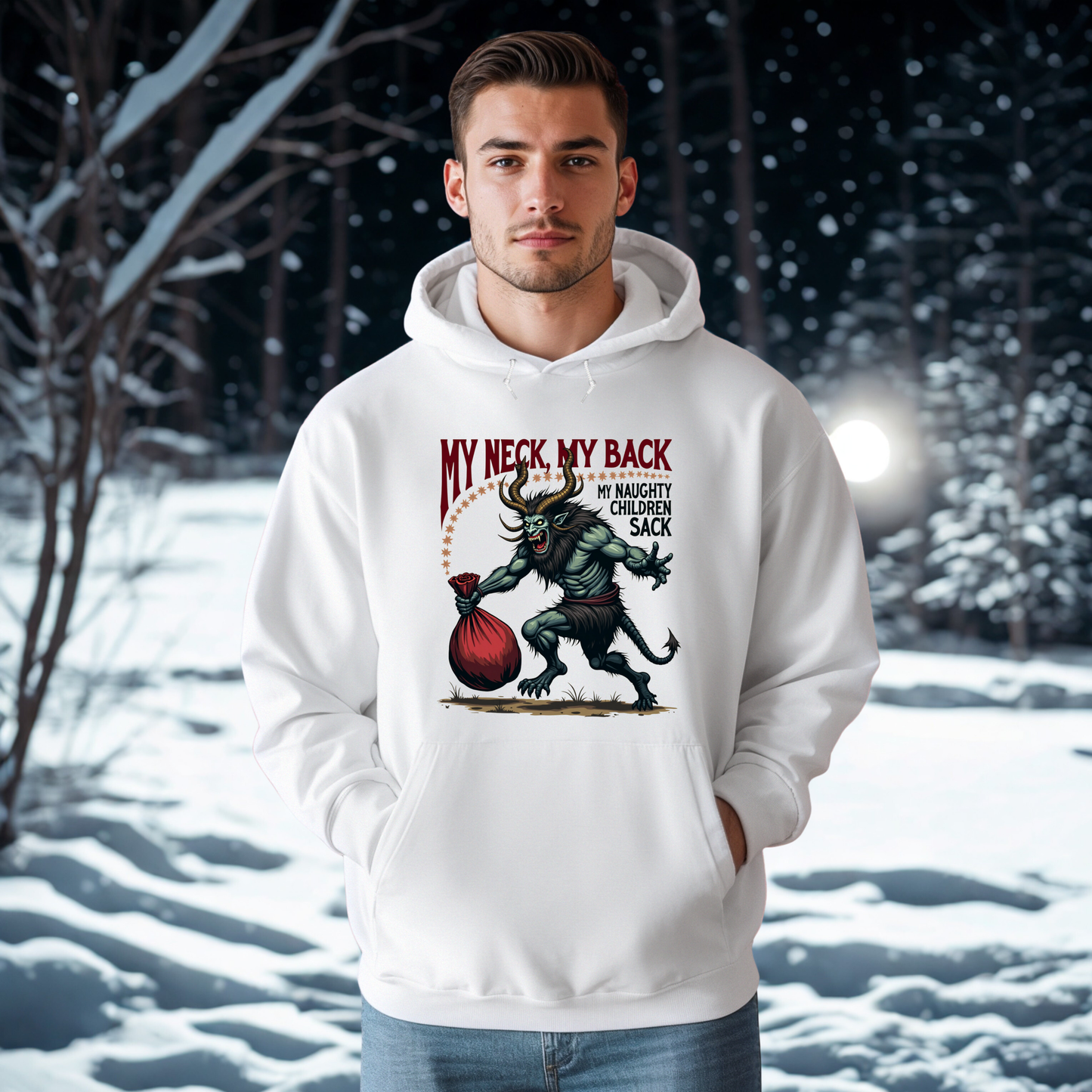 Krampus "My Neck, My Back" Hoodie, Sarcastic Sweatshirt