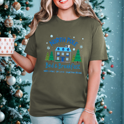 North Pole Bed & Breakfast Christmas Tee
