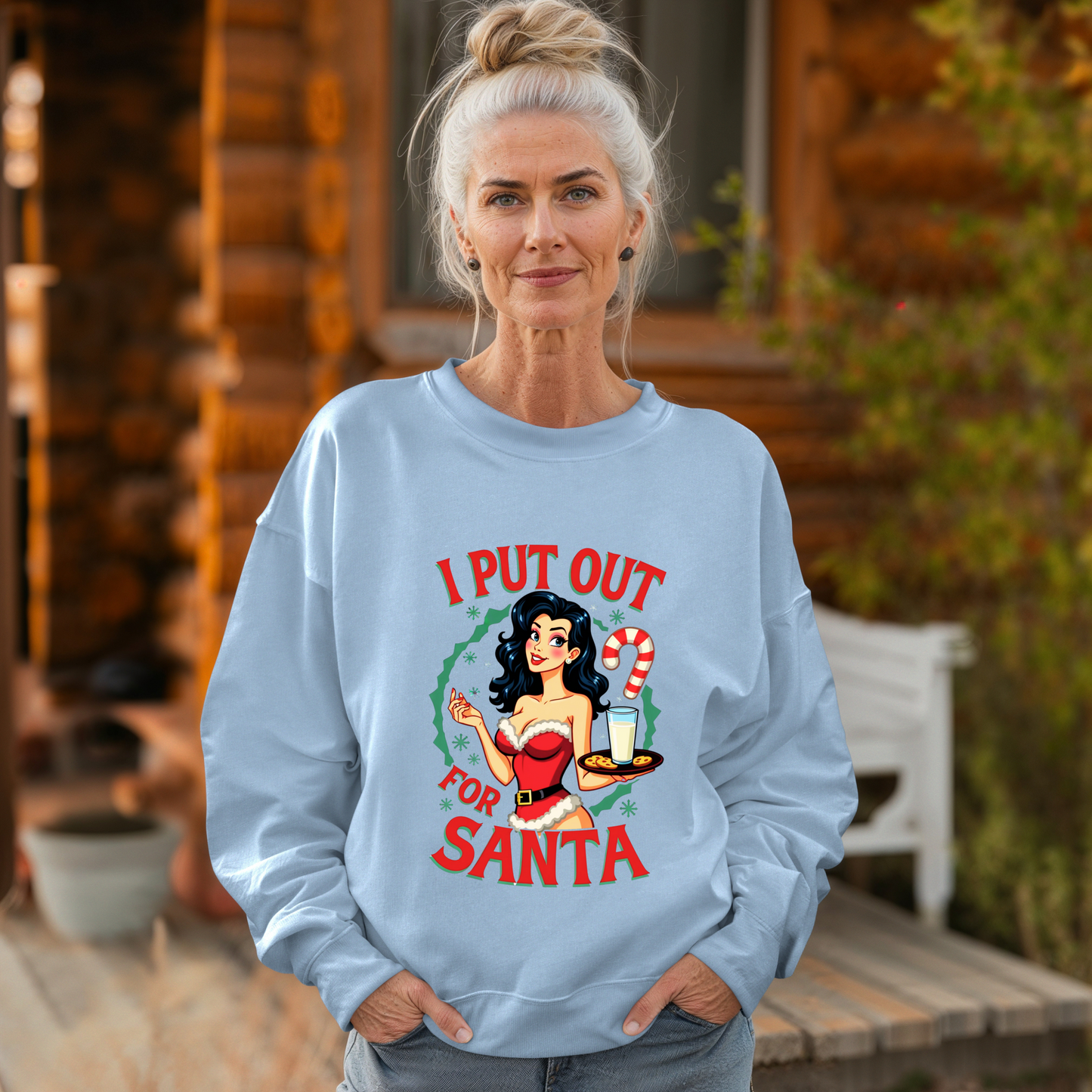 I Put Out For Santa Coquette Pinup Girl Christmas Sweatshirt
