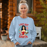 Coquette Pinup Girl Holiday Sweater, Funny "I Put Out For Santa" Christmas Sweatshirt