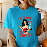 Coquette Pinup Girl Holiday T-Shirt, Funny "I Put Out For Santa" Christmas Tee
