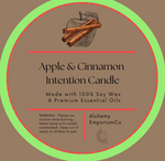Apple & Cinnamon Intention Candle - 4 oz Intention Soy Candle - 4 oz Soy Candle - Clear Quartz Crystal Intention Candle - Love and Passion