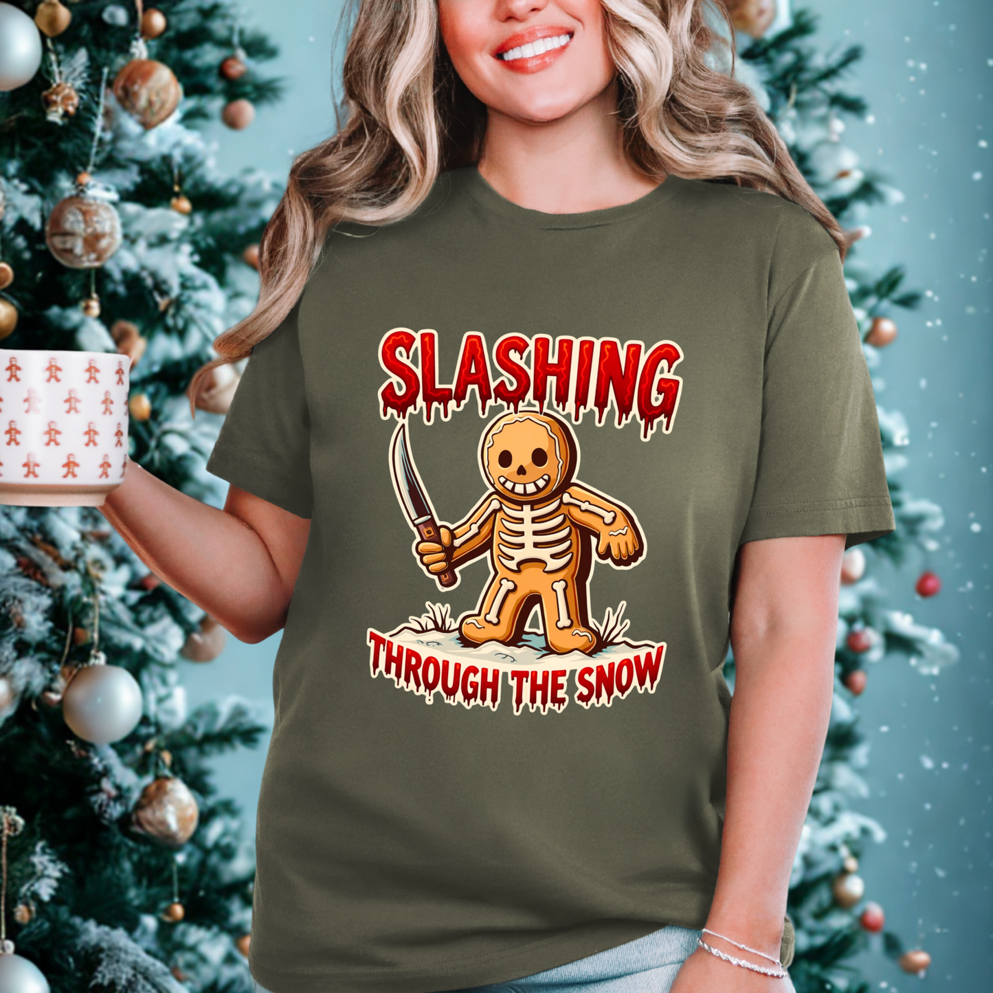 Slashing Through The Snow Gingerbread Gothic Horror Tee