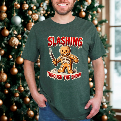 Slashing Through The Snow Gingerbread Gothic Horror Tee