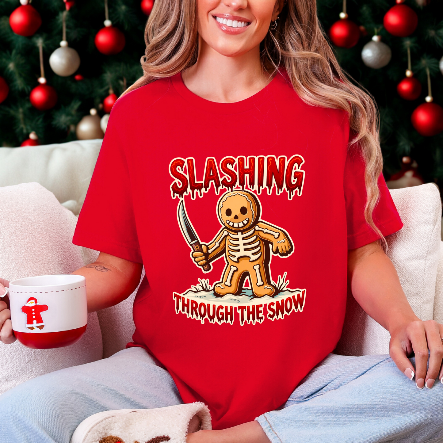 Slashing Through The Snow Gingerbread Gothic Horror Tee