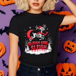 Gothic Skeleton Reindeer Christmas Tee - Sleigh Girl Sleigh Holiday Shirt