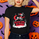 Gothic Skeleton Reindeer Christmas Tee - Sleigh Girl Sleigh Holiday Shirt