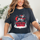 Gothic Skeleton Reindeer Christmas Tee - Sleigh Girl Sleigh Holiday Shirt