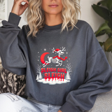 Gothic Skeleton Reindeer Christmas Sweatshirt - Sleigh Girl Sleigh Holiday Sweater