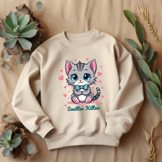 Adorable Smitten Kitten Crewneck Sweatshirt