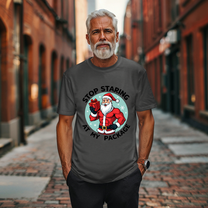 Sarcastic "Stop Staring At My Package" Christmas Tee
