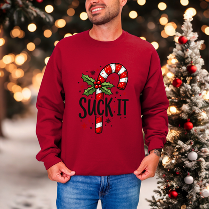 Funny Suck It Candy Cane Christmas Sweatshirt