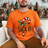 Funny 'Suck It' Candy Cane Christmas T-Shirt - Sarcastic Holiday Tee