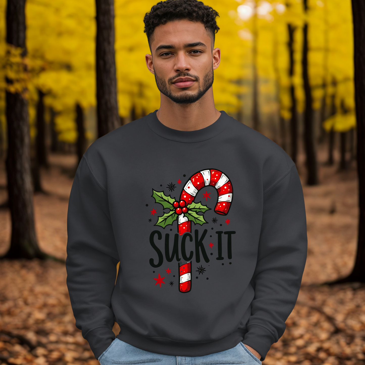 Funny Suck It Candy Cane Christmas Sweatshirt