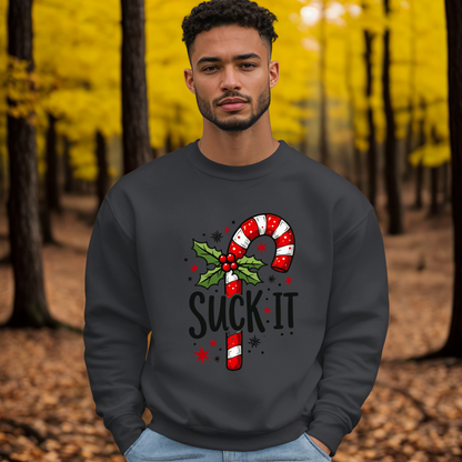 Funny Suck It Candy Cane Christmas Sweatshirt